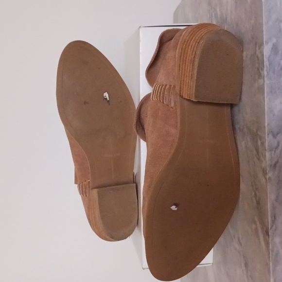 Dolce Vita Neutral Tan Suede Cleo Western Boho Whipstitch Ankle Booties Size 8.5 - Picture 8 of 9